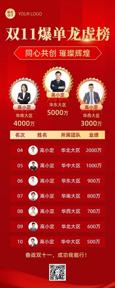 双十一爆单表彰龙虎榜喜报战报长图海报