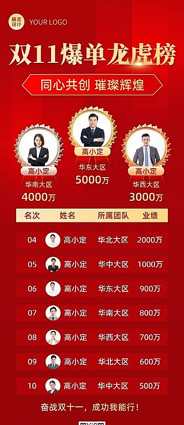双十一爆单表彰龙虎榜喜报战报长图海报
