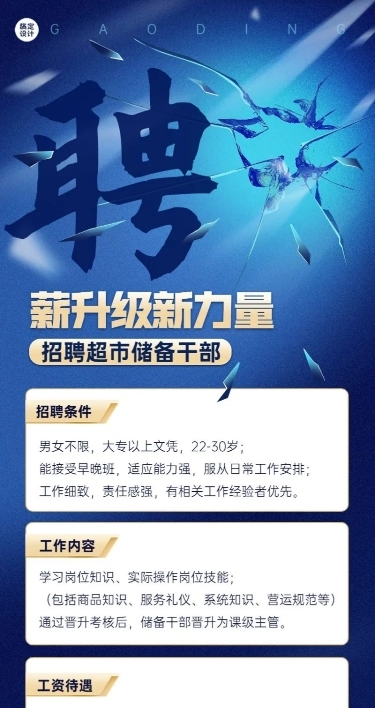 企业超市职员招聘长图海报