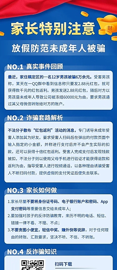 融媒体反诈警情通知排版长图海报