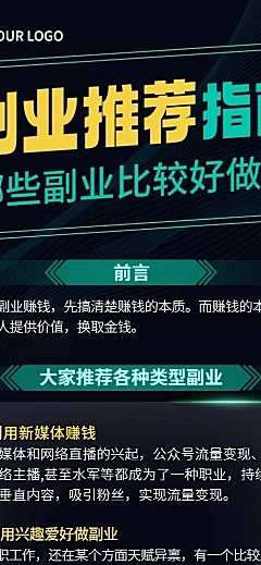 副业推荐指南科普攻略长图海报