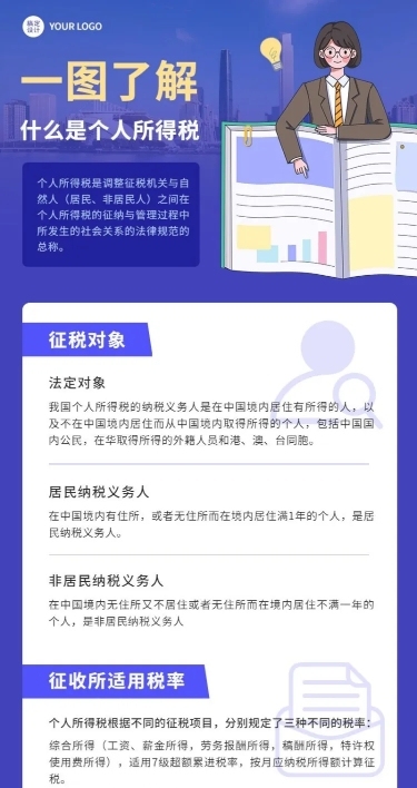 融媒体个人所得税插画长图海报