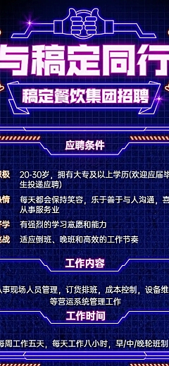 企业餐饮门店招聘长图海报排版