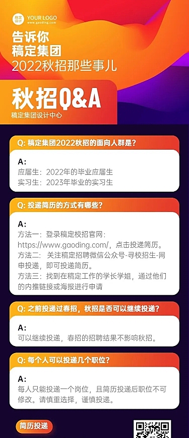 企业校园招聘问答Q&A长图海报排版标准