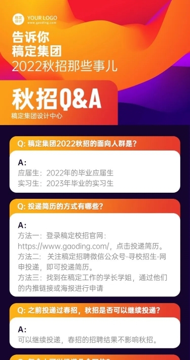 企业校园招聘问答Q&A长图海报排版标准
