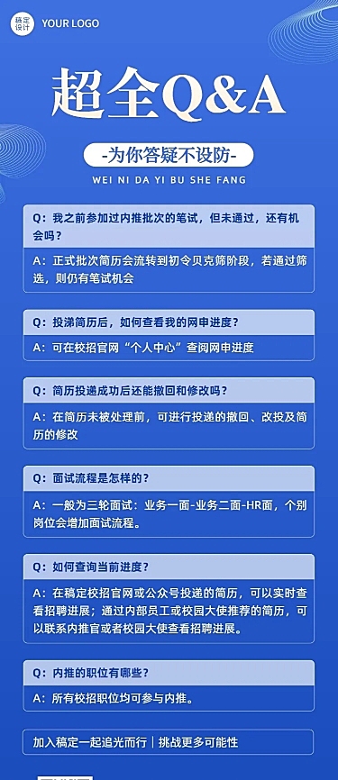 校园招聘求职攻略Q&A人事知识问答长图海报
