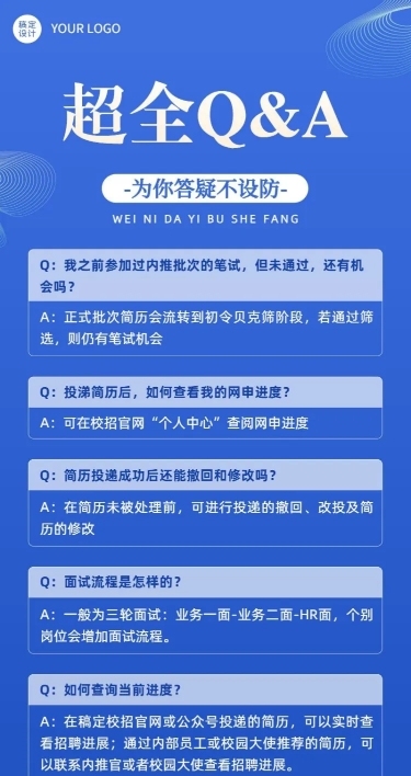 校园招聘求职攻略Q&A人事知识问答长图海报