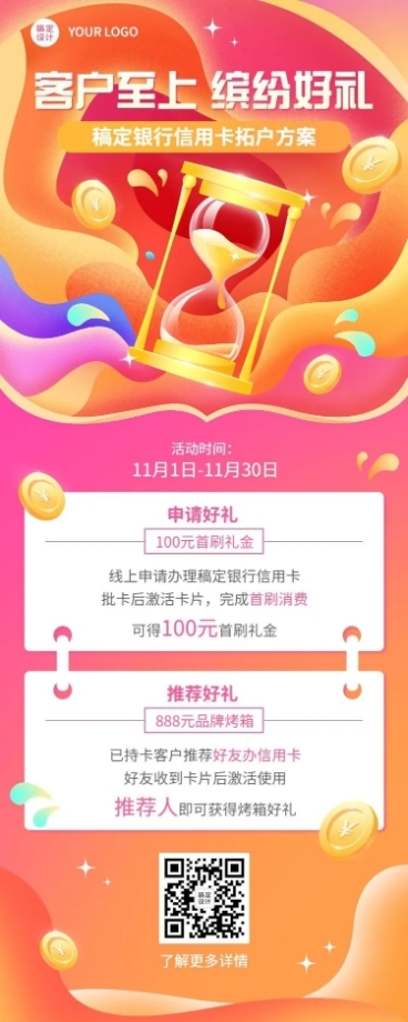 金融银行信用卡拓户方案宣传活动营销长图海报预览效果