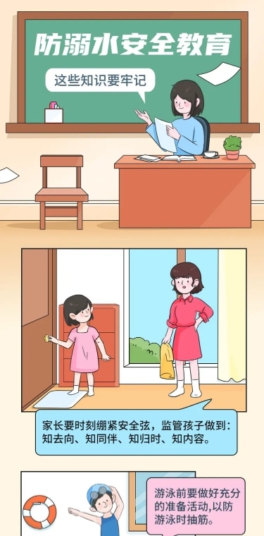 融媒体防溺水安全科普插画条漫