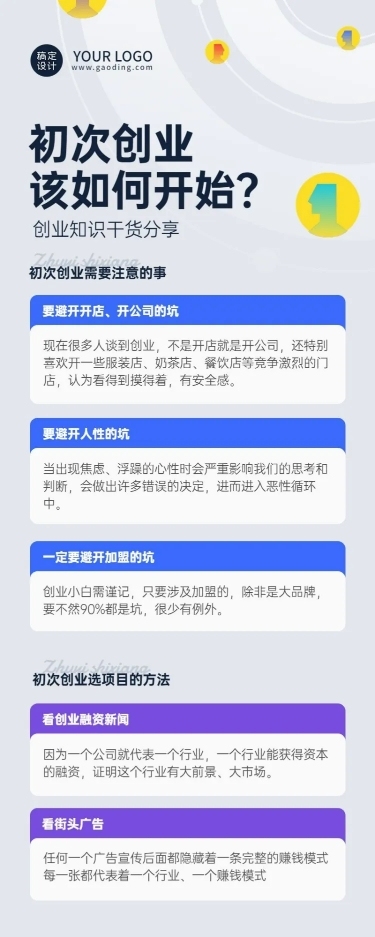 创业知识干货位科普介绍商务风长图海报
