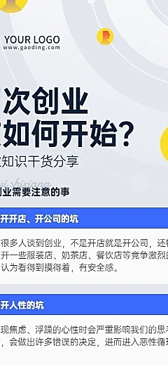 创业知识干货位科普介绍商务风长图海报