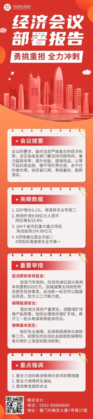 融媒体经济会议工作报告排版文章长图预览效果