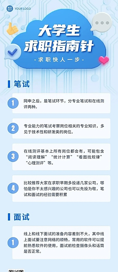 应届生校园招聘求职攻略指南长图海报