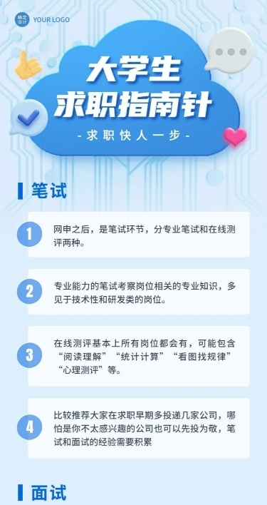 应届生校园招聘求职攻略指南长图海报