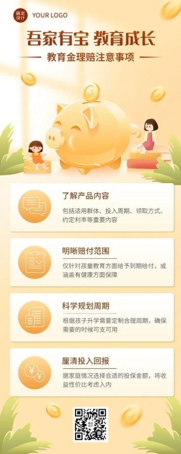 金融保险教育今理赔业务介绍长图海报预览效果