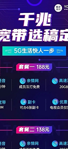 宽带电信套餐促销活动宣传长图
