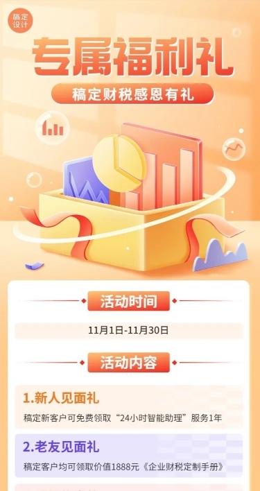 金融财税福利优惠活动营销2.5D长图海报