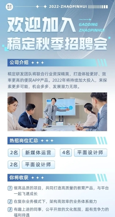 企业商务常规招聘信息汇总长图海报