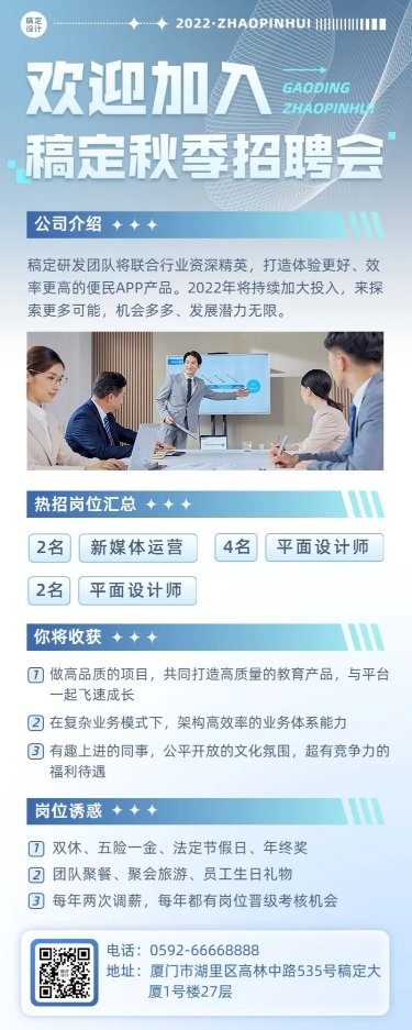 企业商务常规招聘信息汇总长图海报