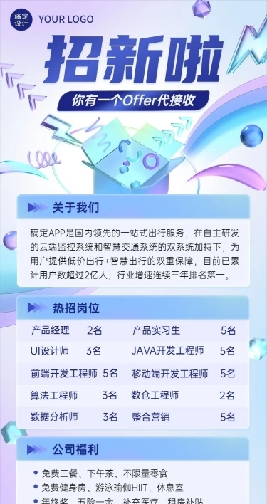 企业商务常规招聘信息汇总长图海报
