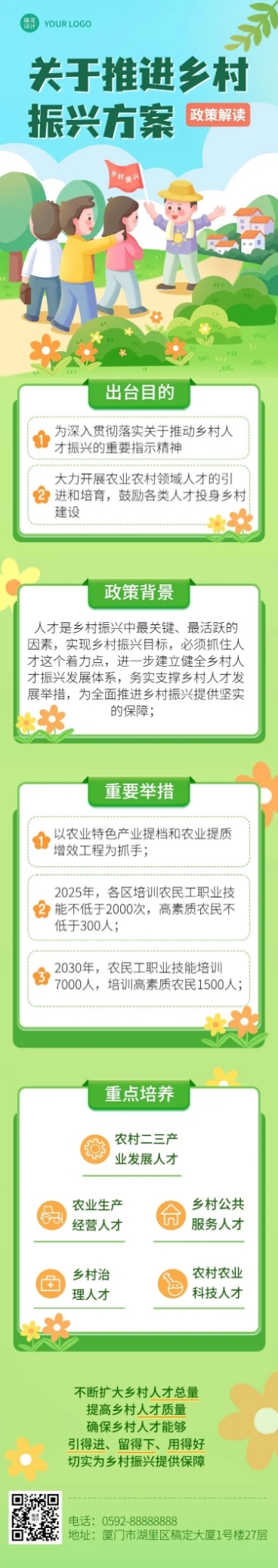 融媒体乡村振兴政策插画文章长图预览效果