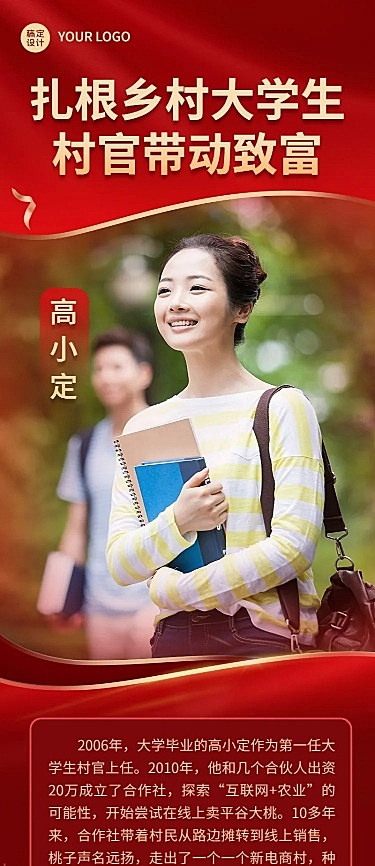 融媒体人物表彰红金长图海报
