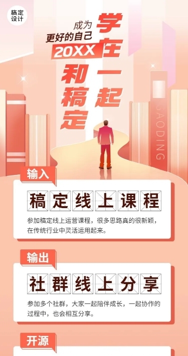 教育行业年终总结年度关键词卡通插画长图海报