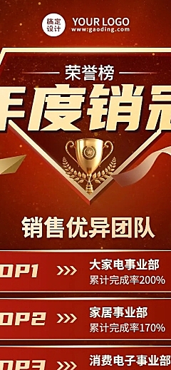 企业年度销售冠军排版榜单多人表彰长图海报