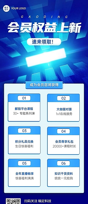 IT互联网平台权益展示长图海报