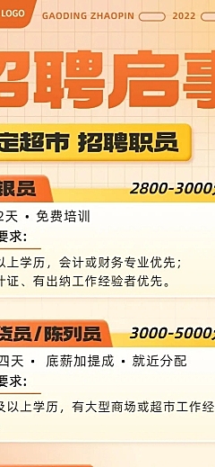 超市职员招聘长图海报