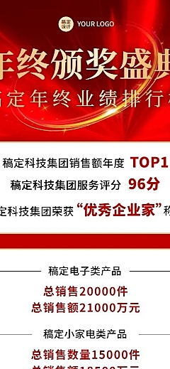 企业年终颁奖业绩排行榜长图海报