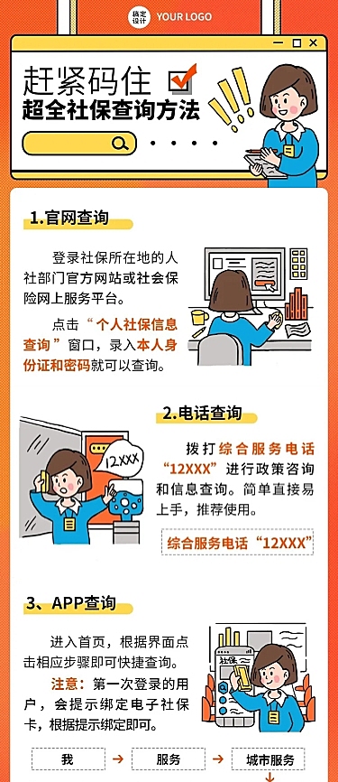 企业人事社保查询攻略科普指南文章长图