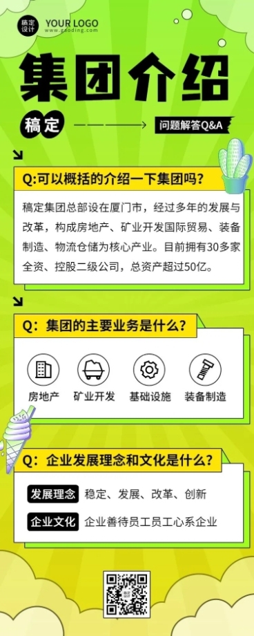企业公司介绍Q&A知识问答长图海报预览效果