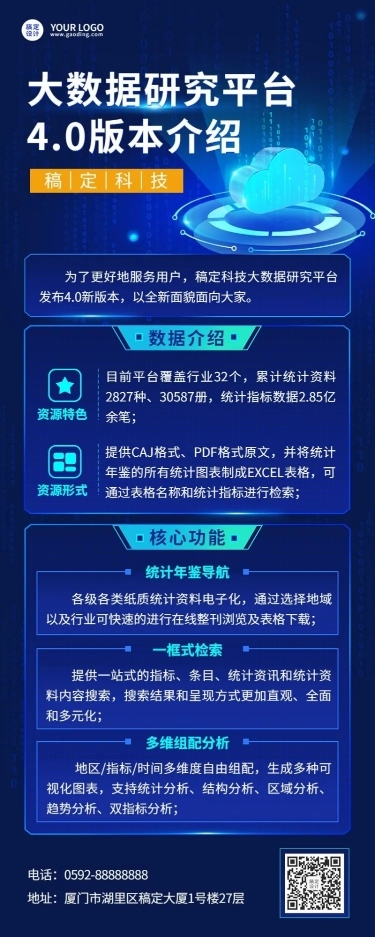 IT互联网数字平台服务介绍长图海报