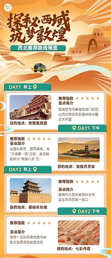 旅游出行西北推荐路线长图海报