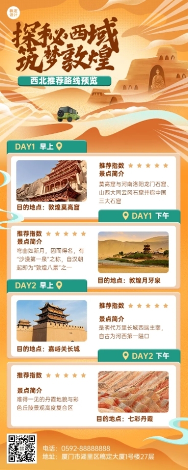 旅游出行西北推荐路线长图海报预览效果