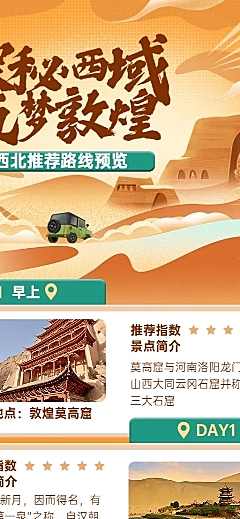 旅游出行西北推荐路线长图海报