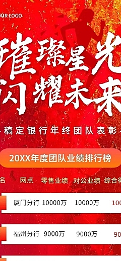 年终金融保险销售团队业绩表彰排行榜喜报战报激励风长图海报