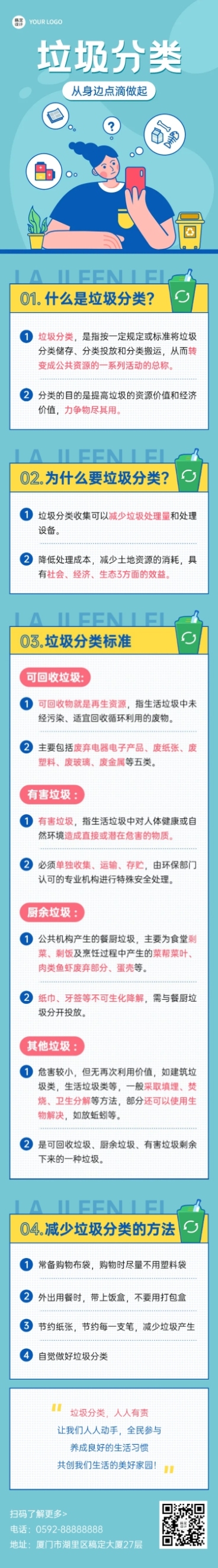 融媒体社区日常生活垃圾分类知识科普文章长图预览效果