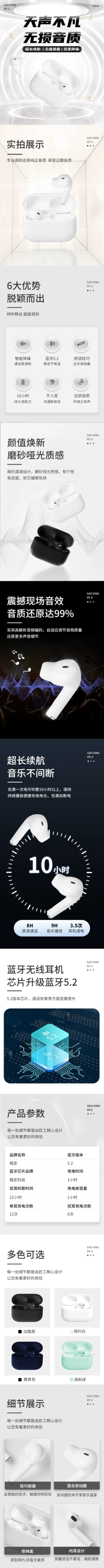 电商数码耳机产品促销展示详情页预览效果