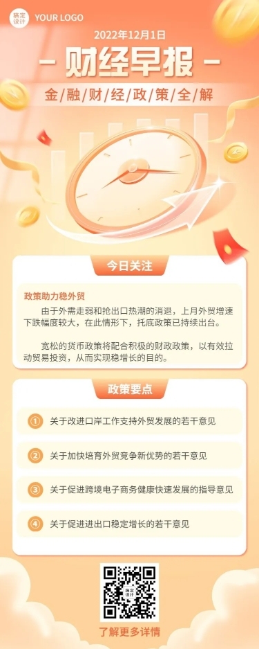 金融财经政策资讯解读长图海报
