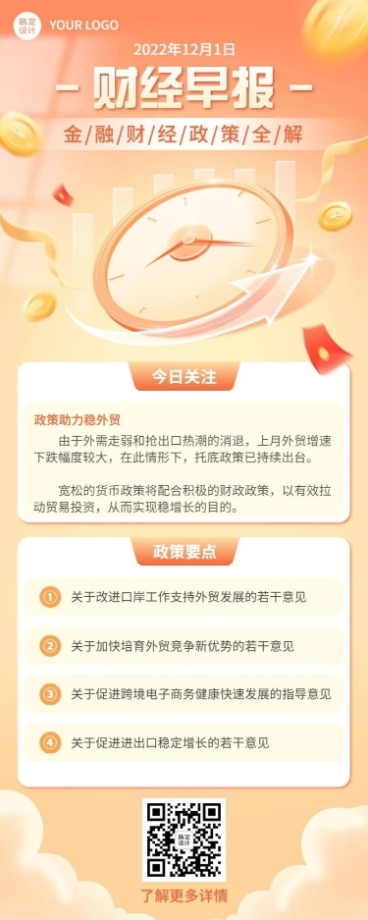 金融财经政策资讯解读长图海报预览效果