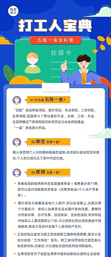 企业人事社保政策科普扁平插画文章长图