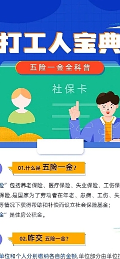 企业人事社保政策科普扁平插画文章长图