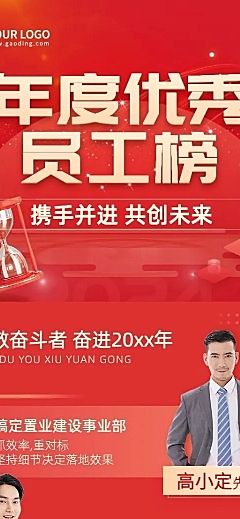 企业年度优秀员工榜单多人表彰长图海报