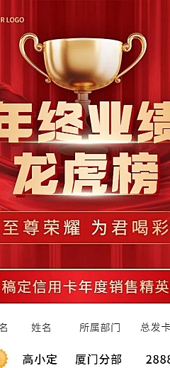 年终金融保险销售业绩表彰排行榜喜报长图海报