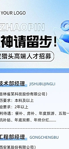 企业商务猎头咨询招聘岗位介绍资讯长图海报