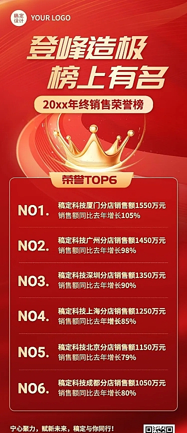 企业年终销售荣誉榜业绩排行榜长图海报