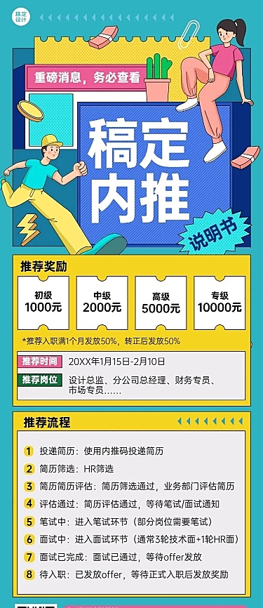企业内部推荐招聘通知内推规则介绍长图海报