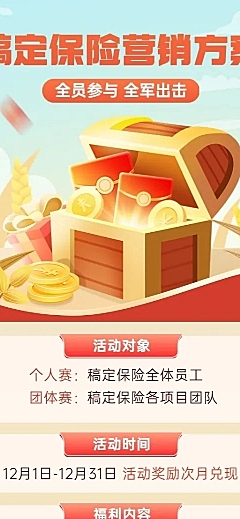 金融保险营销激励方案宣传介绍2.5D长图海报